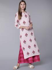 Vishudh Women Pink Printed Kurta with Palazzos