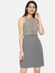 Vero Moda Women Grey Embellished Sheath Dress