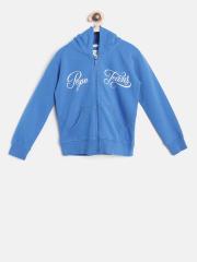 Pepe Jeans Girls Blue Printed Hooded Sweatshirt