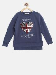 Pepe Jeans Girls Navy Blue Printed Sweatshirt