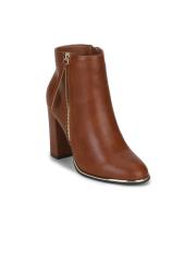 Truffle Collection Women Brown Solid Heeled Boots