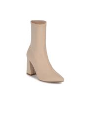 Truffle Collection Women Beige Solid Heeled Boots