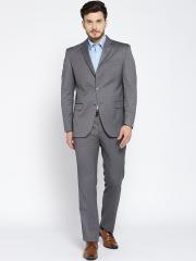 J Hampstead Men Grey Self-Checked Single-Breasted Contemporary Fit Formal Suit