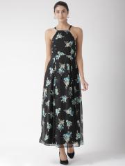 The Vanca Women Black Printed Maxi Dress