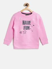 Losan Girls Pink Printed Sweatshirt