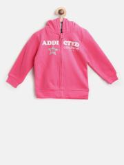 Losan Girls Pink Printed Hooded Sweatshirt