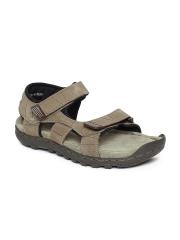 Woodland Men Khaki Leather Sandals