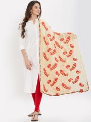 Dupatta Bazaar Women Beige & Red Embroidered Dupatta