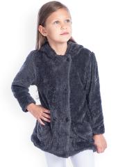 Cherry Crumble Girls Grey Solid Front Open Jacket