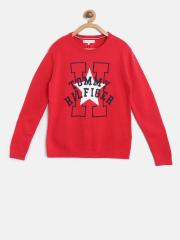 Tommy Hilfiger Girls Red Printed Pullover