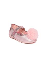 Barbie Girls Pink Shimmer Ballerinas with Pom Pom Detail