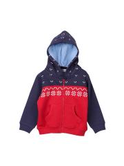 Beebay Boys Red Printed Hooded Sweatshirt