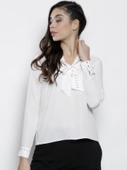 DOROTHY PERKINS Women White Embellished Detail Top