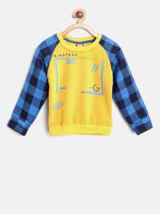 Little Kangaroos Boys Yellow & Blue Printed Sweatshirt