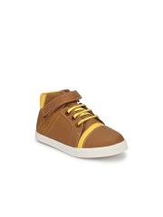 TUSKEY Boys Tan Brown Leather Sneakers