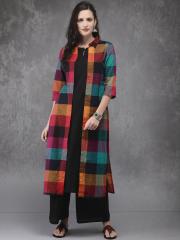 Anouk Women Black Checked Kurta with Palazzos