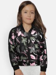 Puma Girls Black Printed Bomber Jacket