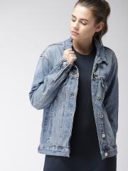 FOREVER 21 Women Blue Washed Denim Jacket