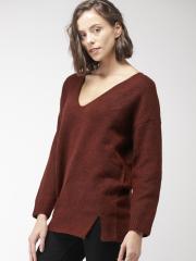 FOREVER 21 Women Maroon Solid Pullover Sweater