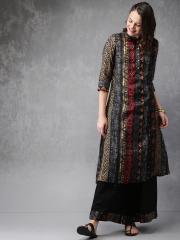 Anouk Women Black Printed Kurta with Palazzos