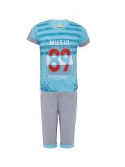 Punkster Boys Blue Printed Night suit