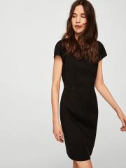 MANGO Women Black Solid Sheath Dress