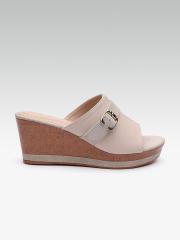 Carlton London Women Beige Solid Wedges