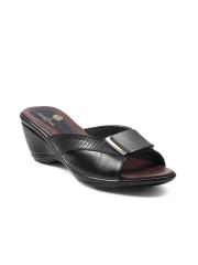 meriggiare Women Black Solid Sandals