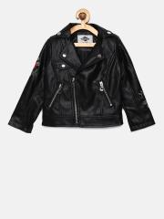 Lee Cooper Girls Black Solid Biker Jacket