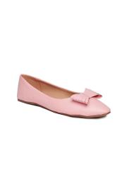 People Women Pink Solid Synthetic Ballerinas