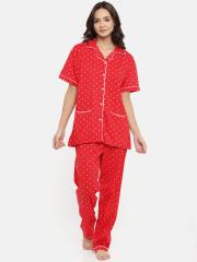 July Nightwear Women Red Printed Pyjama Set PC166