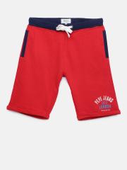 Pepe Jeans Boys Red Solid Regular Shorts