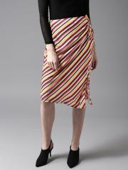 Moda Rapido Women Multicoloured Striped Straight Skirt