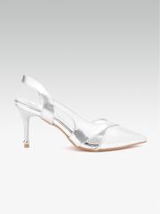 ELLE Women Silver-Toned Solid Pumps