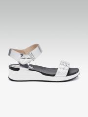 ELLE Women Silver-Toned Embellished Sandals