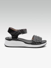 ELLE Women Black Studded Sandals