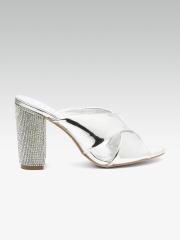 ELLE Women Silver-Toned Solid Heels