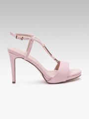 Carlton London Women Pink Solid Sandals