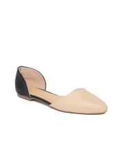 Allen Solly Women Beige & Black Colourblocked Ballerinas