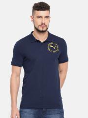 Puma Men Navy Solid Graphic Pique Polo II Polo Collar T-shirt