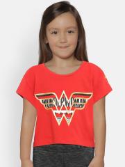 Puma Girls Red Printed Round Neck T-shirt