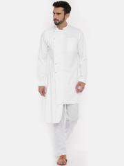 Freehand Men White Solid Straight Kurta