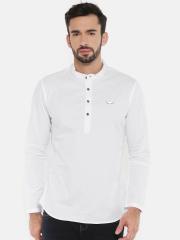 The Indian Garage Co Men White Solid Straight Kurta