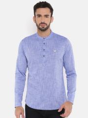 The Indian Garage Co Men Blue Solid Straight Kurta