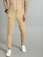 Roadster Men Beige Solid Convertible Chinos