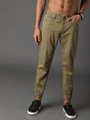 Roadster Men Olive Green Solid Joggers