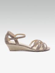 Dune London Women Taupe Braided Wedges