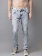 Flying Machine Men Blue Skinny Fit Mid-Rise Mildly Distressed Stretchable Jeans