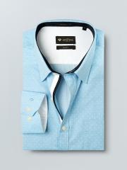 INVICTUS Blue Printed Slim Fit Formal Shirt