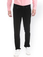 Aeropostale Men Black Slim Fit Solid Regular Trousers